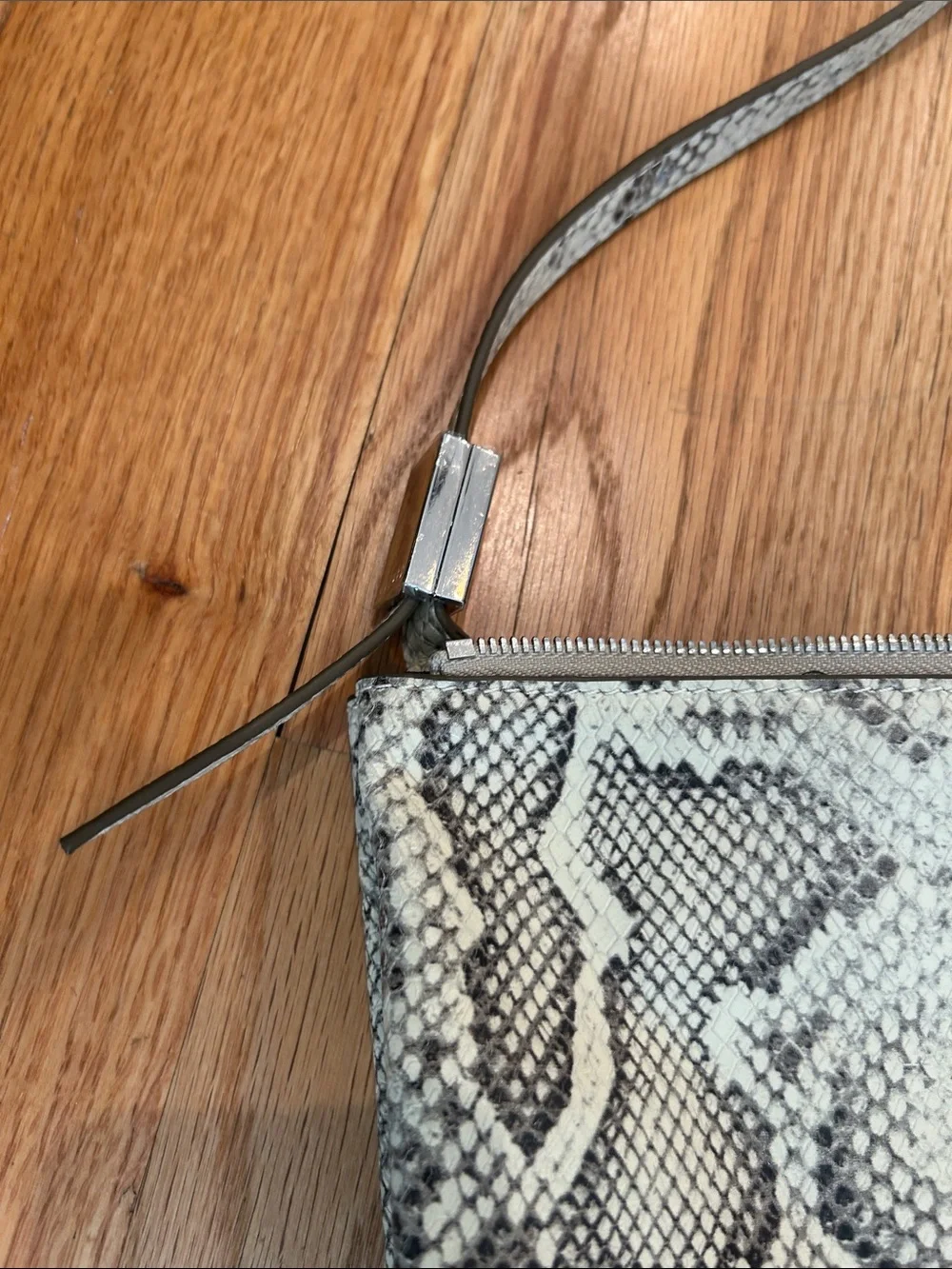 Thacker Snake-Print Shoulder Bag in Cream and Black